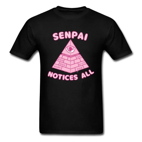 

Senpai Become Noticed T-shirt Men All Seeing Eye T Shirt Horus God Tshirt Pyramid Tops Tees Cartoon Clothes Cotton Black