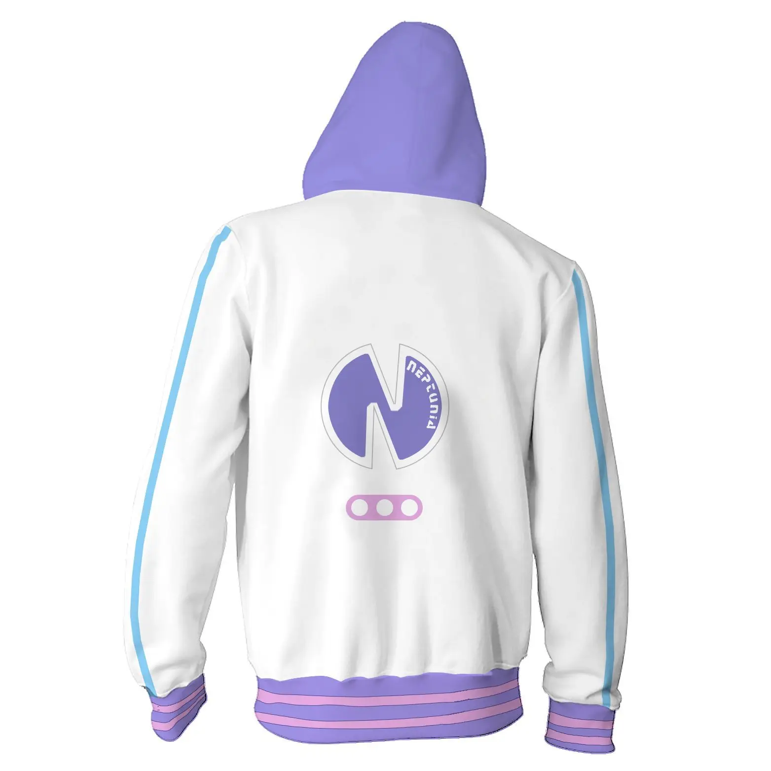 Игра Neptunia Толстовка 3D печатная толстовка на молнии Нептун Пурпурное сердце