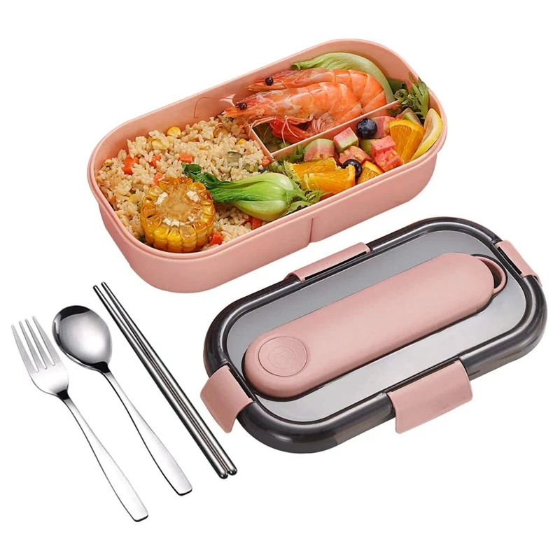 Ланч бокс для взрослых 3 отсек салат с ложка и вилка микроволновая печь