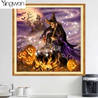 Алмазная живопись сделай сам, подарок на Хэллоуин, Набор для вышивки крестиком с ведьмой, тыквой, Алмазная мозаика, украшение для дома