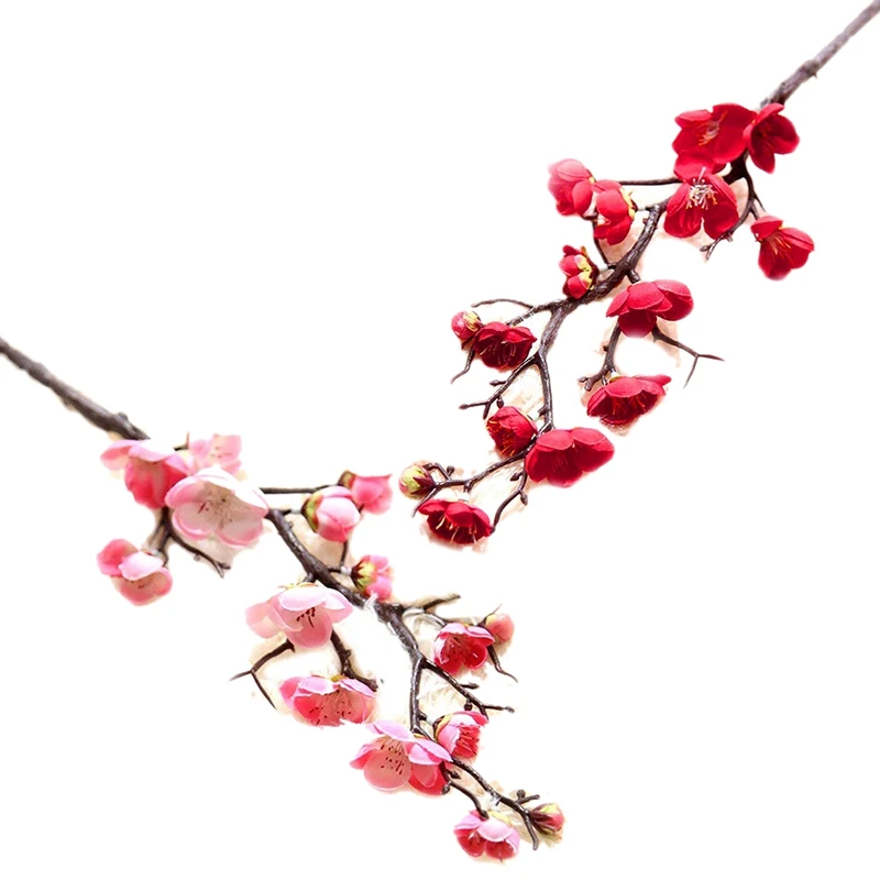 2 шт. искусственный цветок сливы 60 см длинный реалистичный букет ветки шелковые