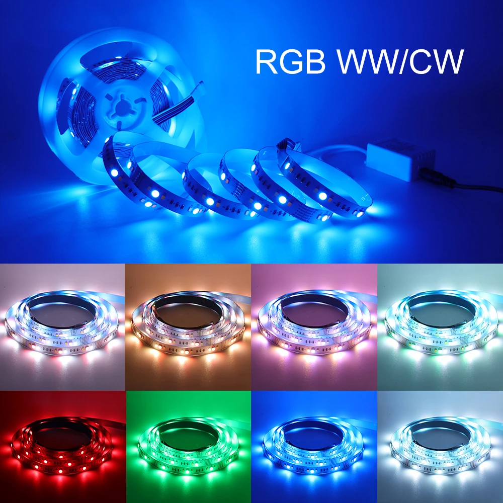 Светодиодная лента 12 в пост. Тока RGBCCT(RGB + WW CW) SMD 5050 2835 5 м 450 светодиодов