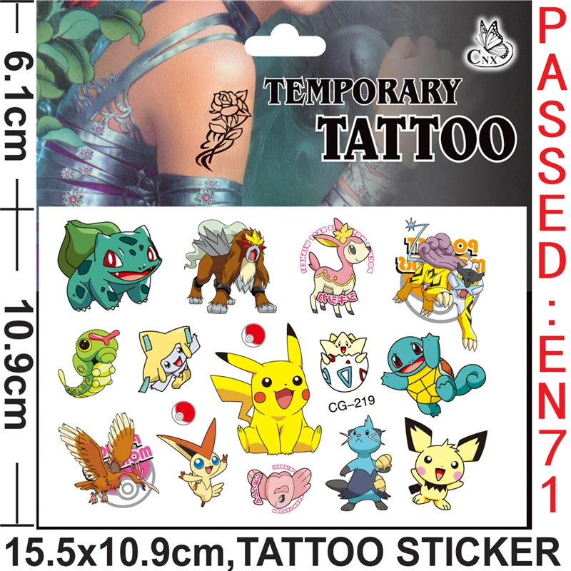 

Original Pokemon Tattoo Children Sticker Random 1PCS Pikachu Action Figure Cartoon Kids Girls Christmas Birthday Gifts