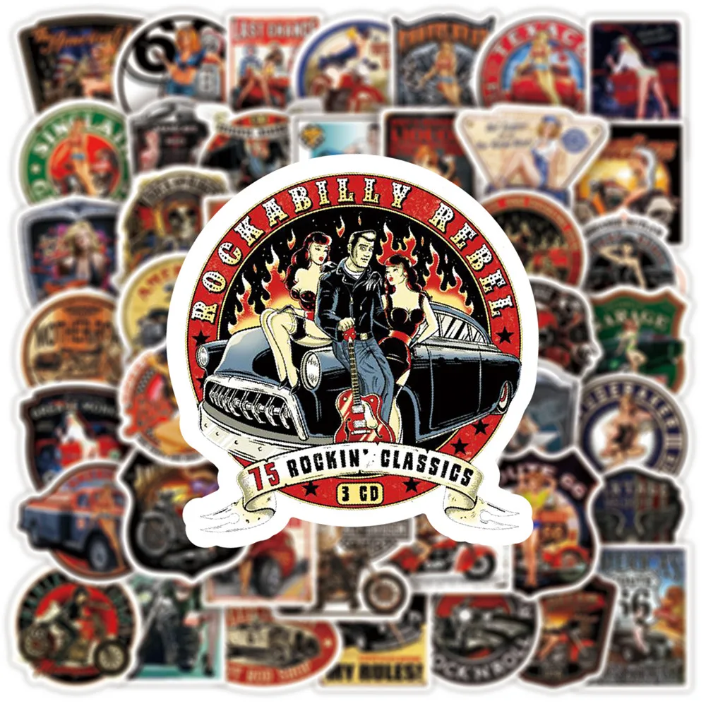 50 шт. винтажные наклейки на мотоцикл и ноутбук|Наклейки для творчества| |