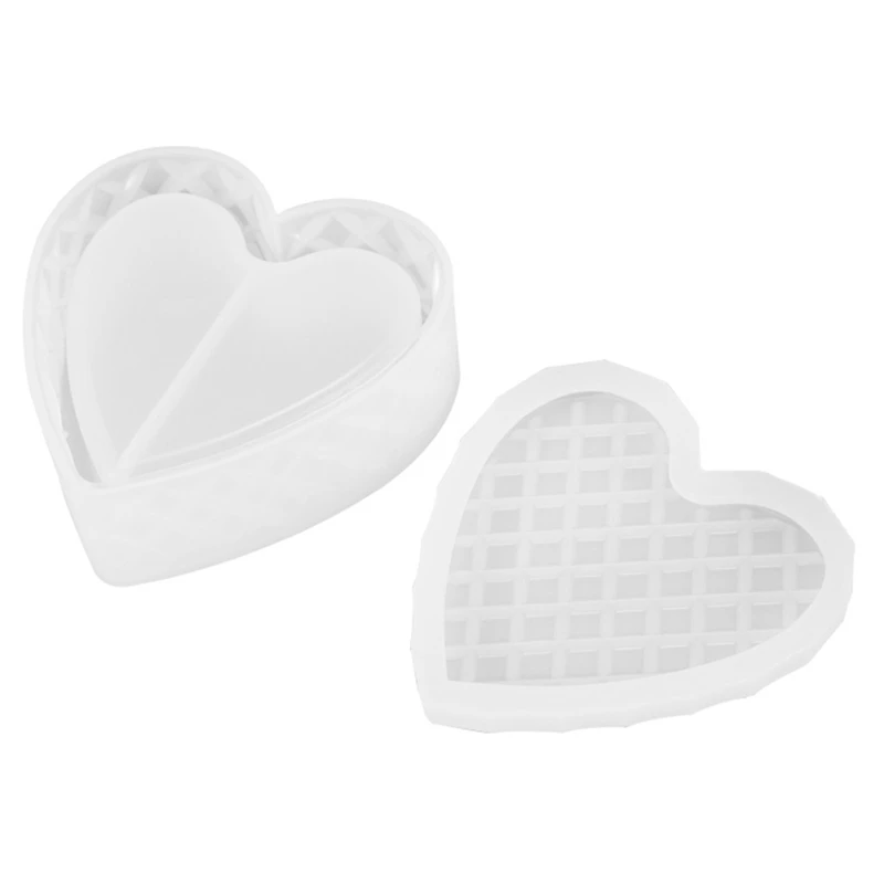 

2 шт., прозрачная эпоксидная форма «сделай сам», коробка для хранения, форма в форме сердца, режущая поверхность, Подарочная коробка для ювел...