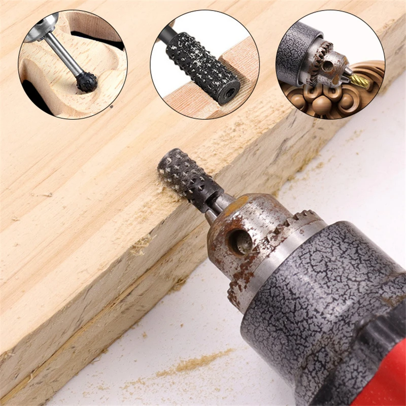 

10Pcs 1/8 Inch Shank HSS Rotary File Woodworking DIY Root Carving Electric Grinding Head Engraving Milling Cutter Trimming Knife