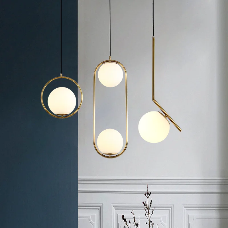 Скандинавский золотой черный металлический светодиодный подвесной светильник