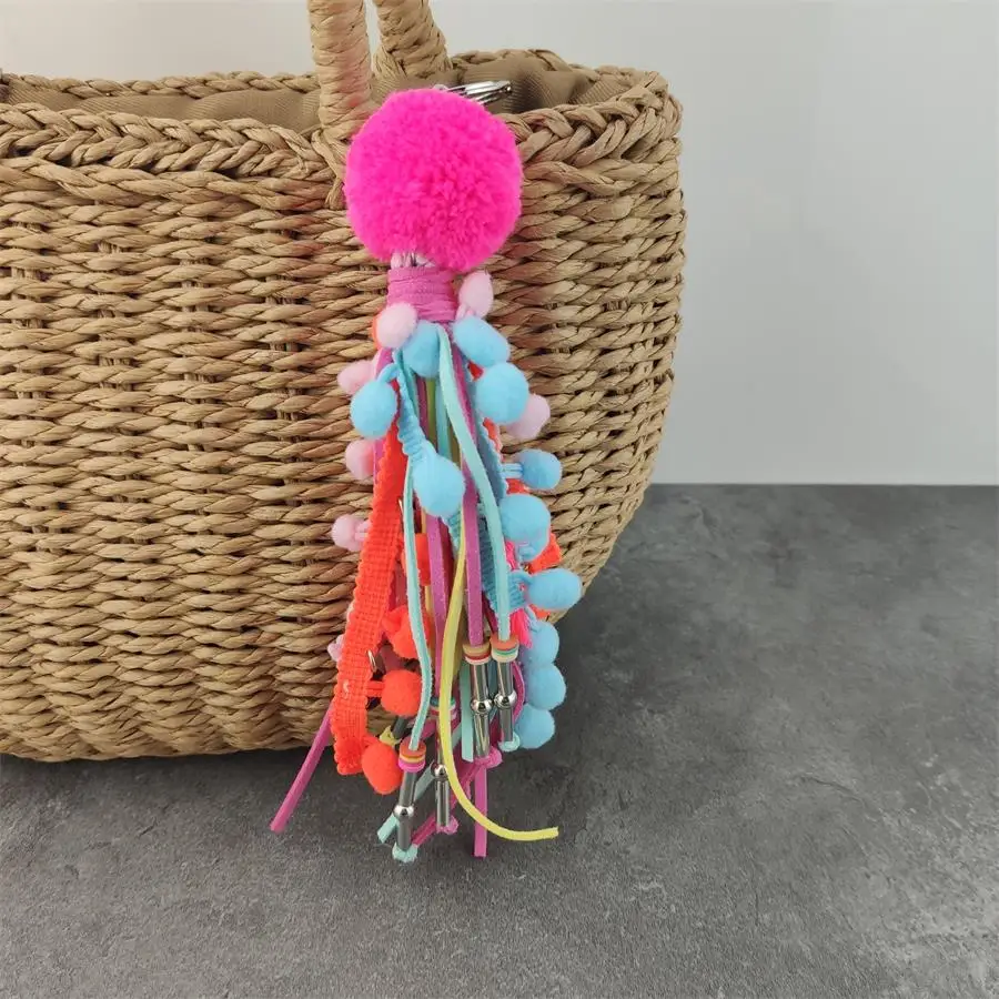 Ювелирные изделия брелок с бахромой в стиле бохо красочный помпон подвеска