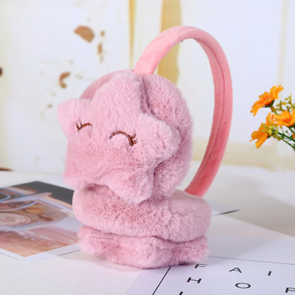 Зимние уличные Плюшевые аксессуары для наушников со смайликом и звездами мягкие