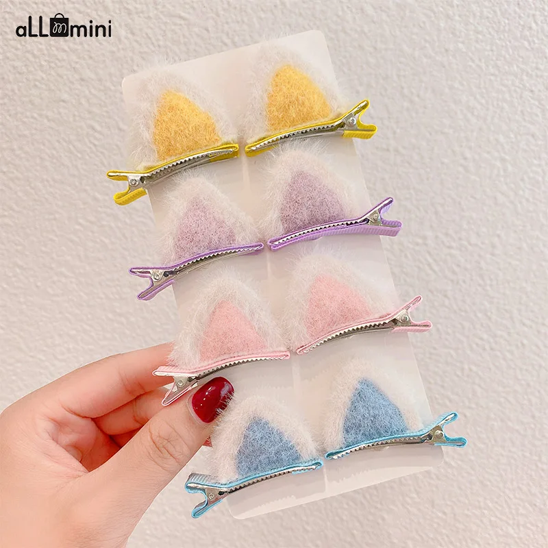 

1pcs Cute Hair Clips For Girls Glitter Rainbow Felt Fabric Flowers Hairpins Cat Ears Bunny Barrettes Kids Hair Accessories 2021
