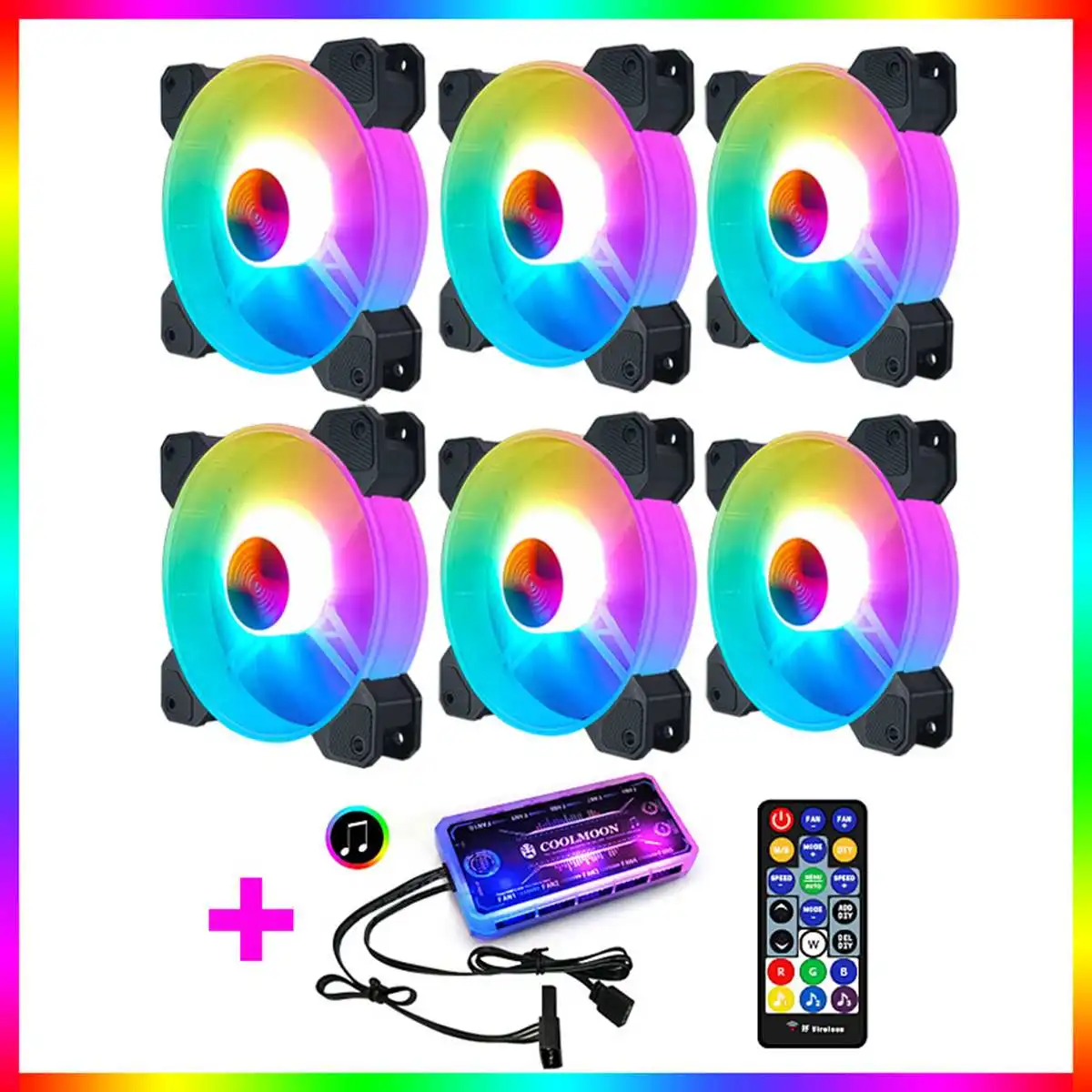 

6pcs Computer Cooler Cooling RGB Fans Computer PC Case Fan LED RGB Adjust 6pin AURA SYNC Music Control LED 120mm Fan Cooler