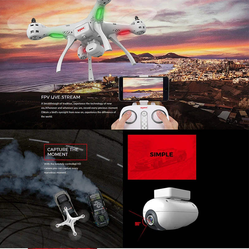 Syma X8 Pro дрона с дистанционным управлением Камера 4K 720P HD GPS Wi-Fi Fpv Quadcopter комплект 6