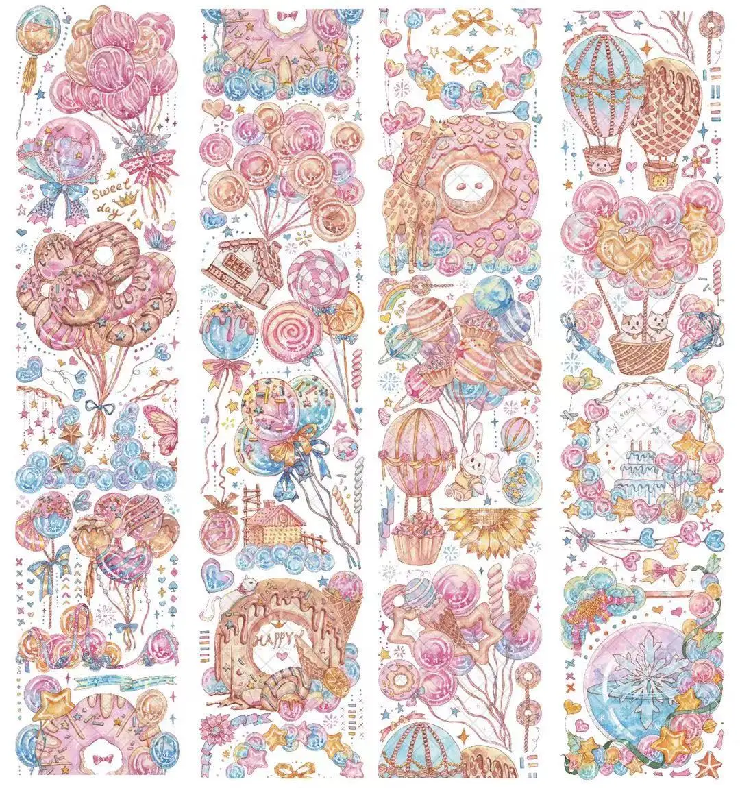 

Lovely Colorful Candy Clear PET Tape for Card Making Bullet Journal DIY Scrapbooking Label Sticker