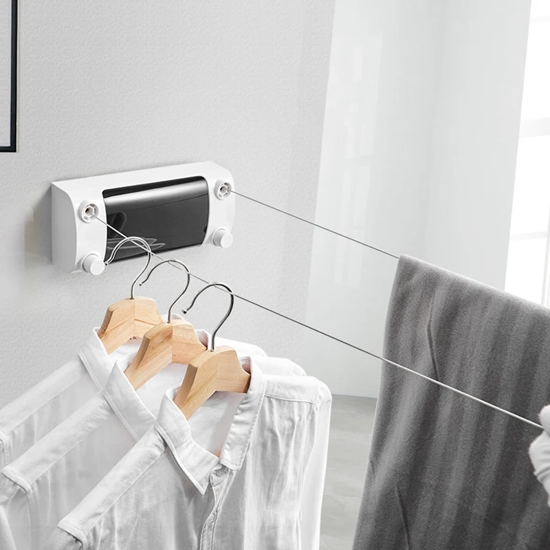 Выдвижная бельевая веревка с регулируемой двойной веревкой из нержавеющей стали