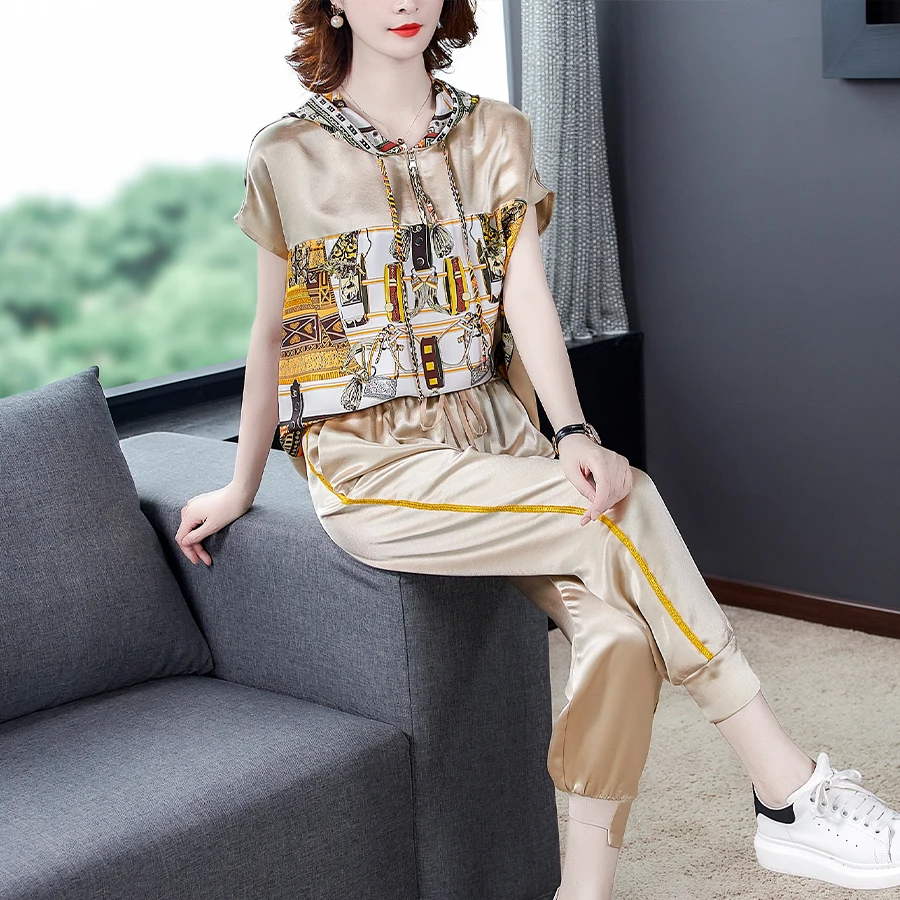 Комплект женский Повседневный из двух предметов топ с коротким рукавом