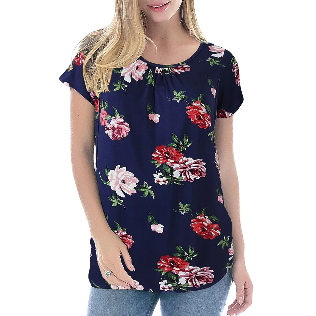 Women's maternity breastfeeding clothes Nursing tops Floral short sleeve blouse t-shirt feeding for pregnant women CD | Мать и