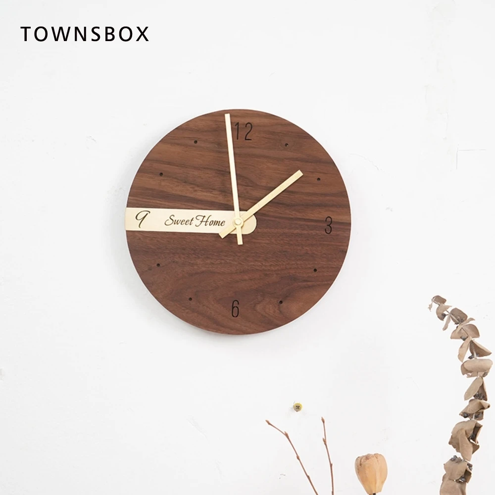 

Nordic Wood Living Room and Watch Brass Luxury Home Classic Decoration Exhibition Hall Art Wall Clock