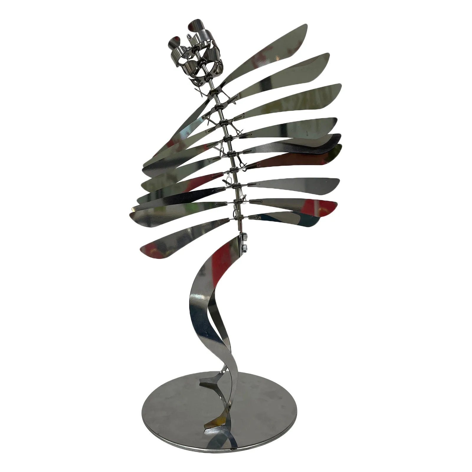 Stainless Steel Humanoid Windmill Metal Rotating Paper Human-Shaped Kinetic Energy Sculpture 3D Wind Powered |