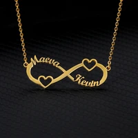 custom infinity double heart two names necklaces for women stainless steel customized necklace pendant personalized neck jewelry