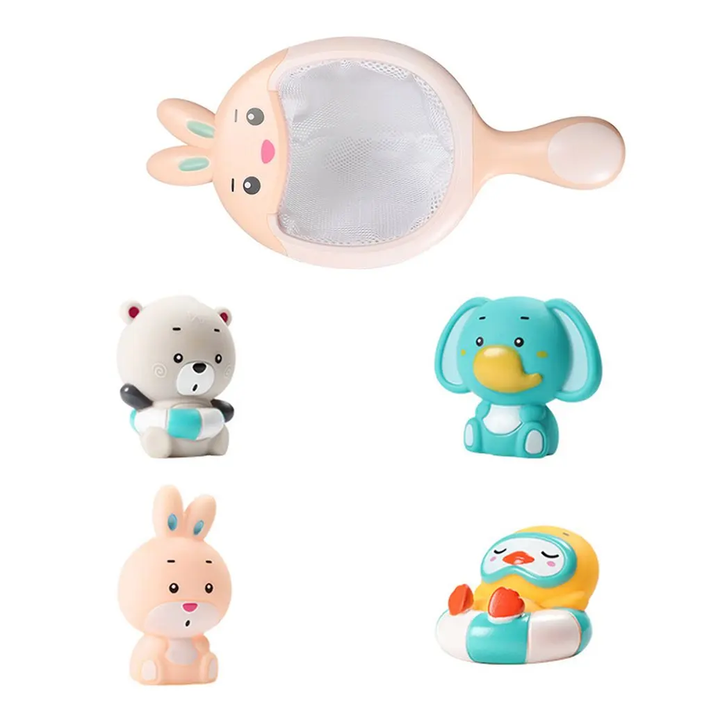 

5pcs Floating Bath Toys Baby Bubble Machine Crabs Frog Music Kids Bath Toy Mini Swimming Fishing Net Washing Spray Bath toys