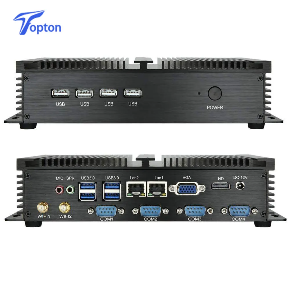 Topton G серия промышленный безвентиляторный мини ПК Win10 Intel i7 i5 i3 2955U 2 * Lans 6 COM USB Micro