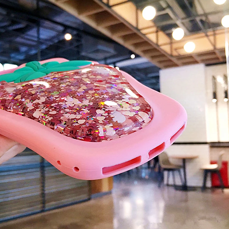 3D чехол с клубничным динамическим жидким сыпучим песком и звездой для Iphone12 Pro MAX 11