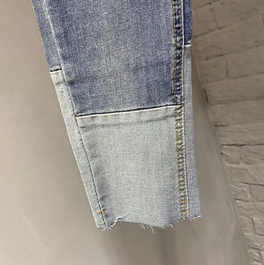 

Plus Size 4xl!High Waist Hit Color Small Feet Jeans Woman Fashion Slim Stretch Pencil Pants Korean skinny Denim pants s313