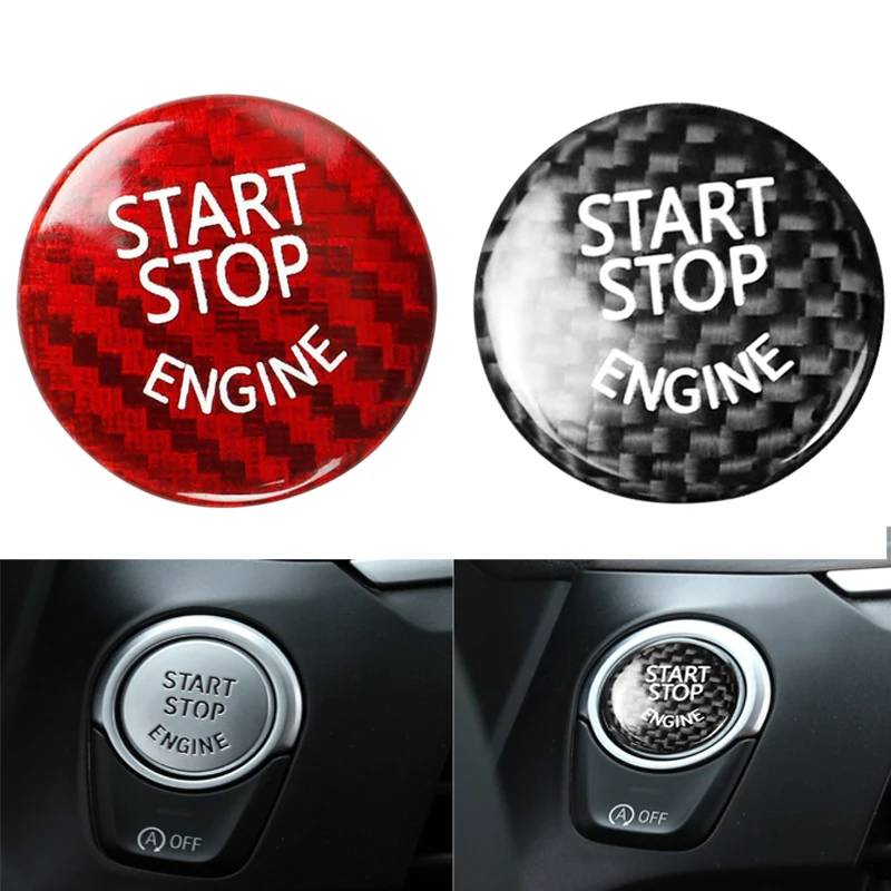

1 Pcs Car Engine Start Stop Switch Button Cover Black/Red Real Carbon Fiber Decoration Accessories Fit For All BMW F/G Chassis