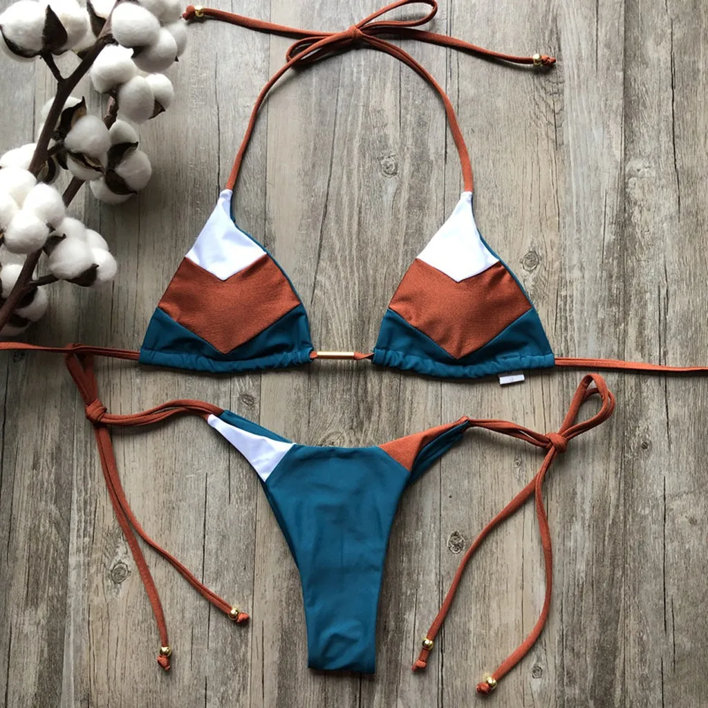 

Feshion Womens Sexy Bikini Set Hot Stamp Sport Swimwear Push-Up Padded Swimsuit Swimwear Women Swimsuit Deep-V Bathing Suits