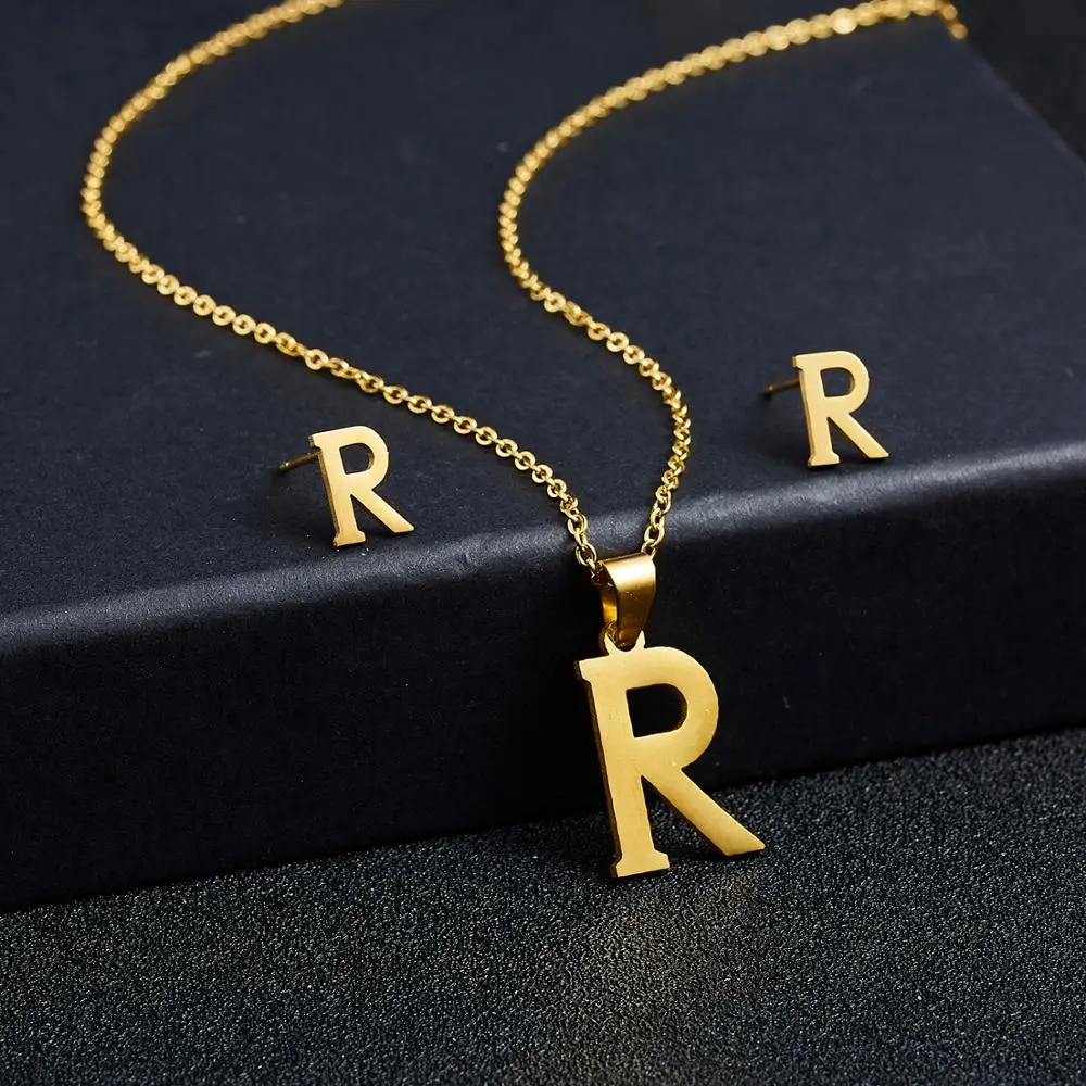 Belleper буквы из нержавеющей стали ювелирные изделия наборы Золото Цвет Алфавит