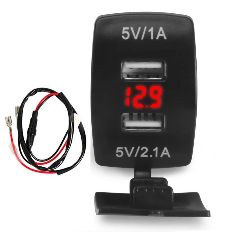 

Car Motorcycle Dual USB LED Charger Socket Voltage Voltmeter Panel 12V/24V 3.1A