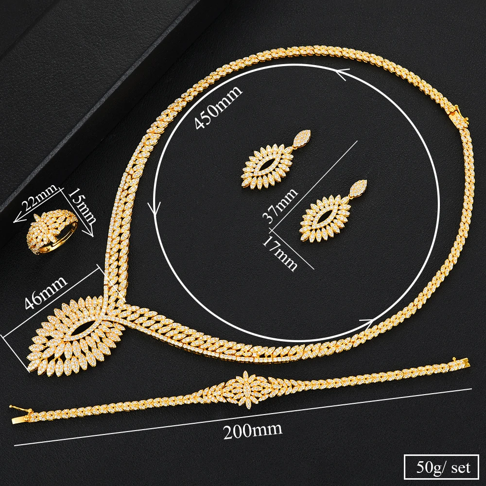 

missvikki Luxury Elegant Cute Fine 4PCS Earrings Necklace Jewelry Set for Women Romantic Bridal Wedding Engagement Jewelry 2020
