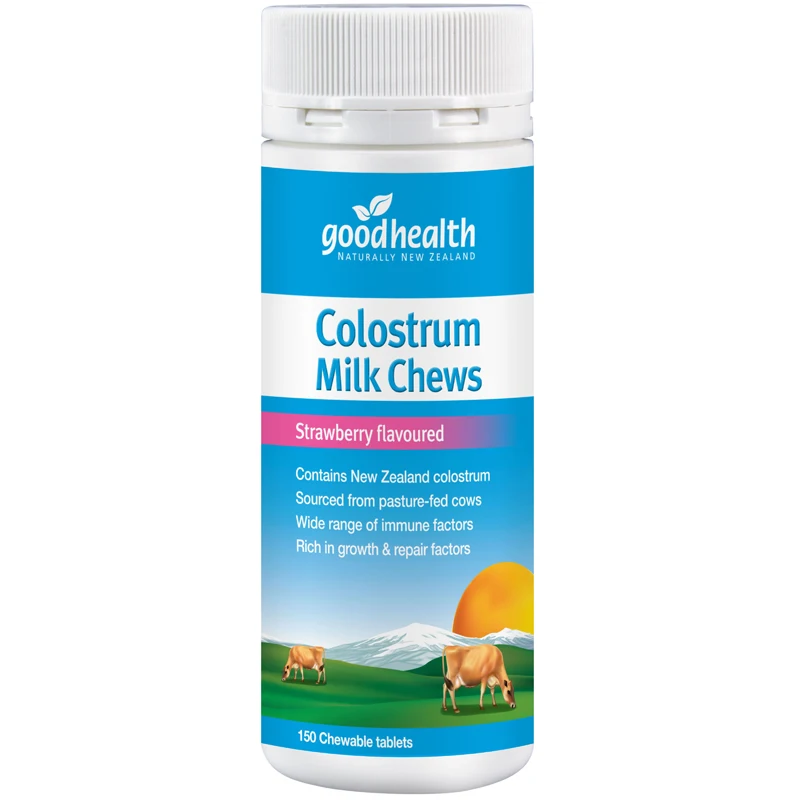 

Good Health Colostrum Chewable 150Tablets-Strawberry IgG Milk Protein Calcium Vitamins Support General well-being Immune system
