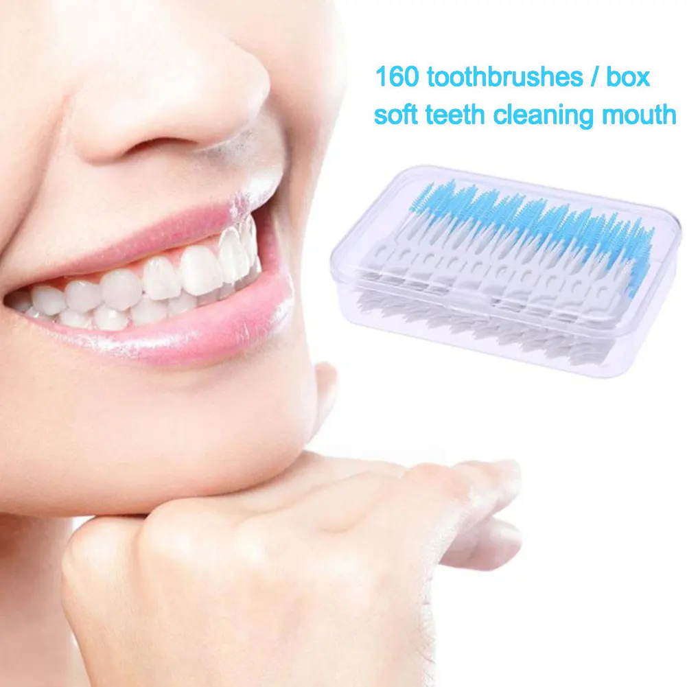 

160pcs Soft Silicone Dental Floss Interdental Brush Disposable Teeth Stick Toothpicks Floss Tooth Pick Oral Care Brush Clean