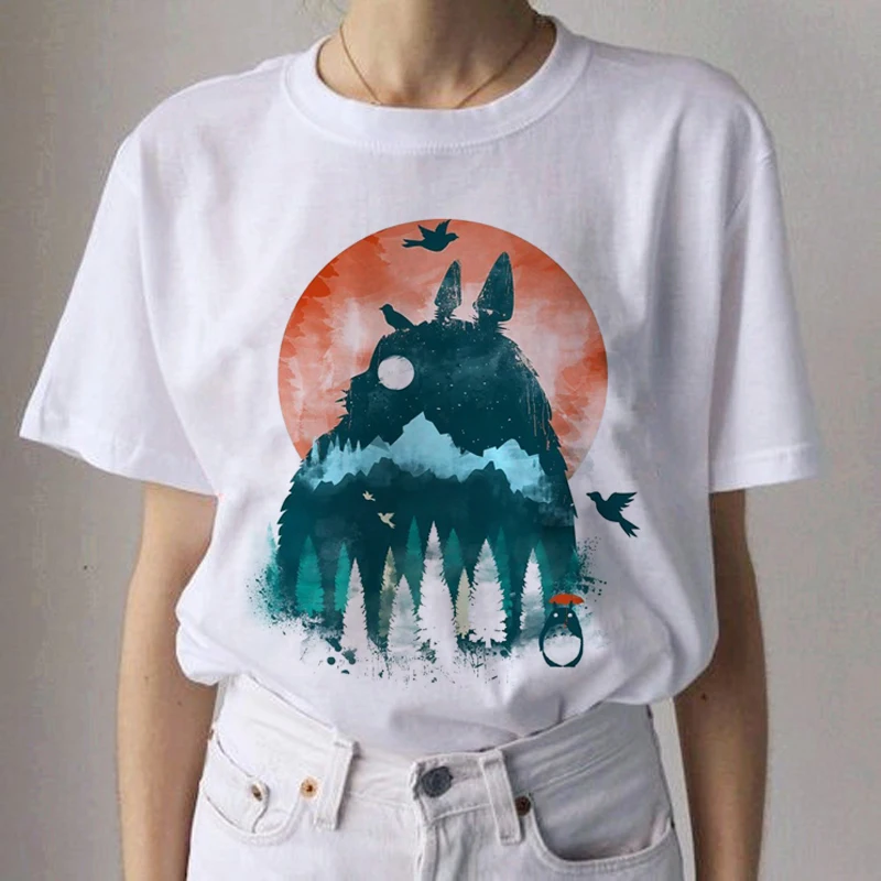 Totoro Studio Ghibli Kawaii Harajuku футболки для женщин Miyazaki Hayao забавная футболка с героями мультфильмов Мода 90s милая футболка Футболки женские