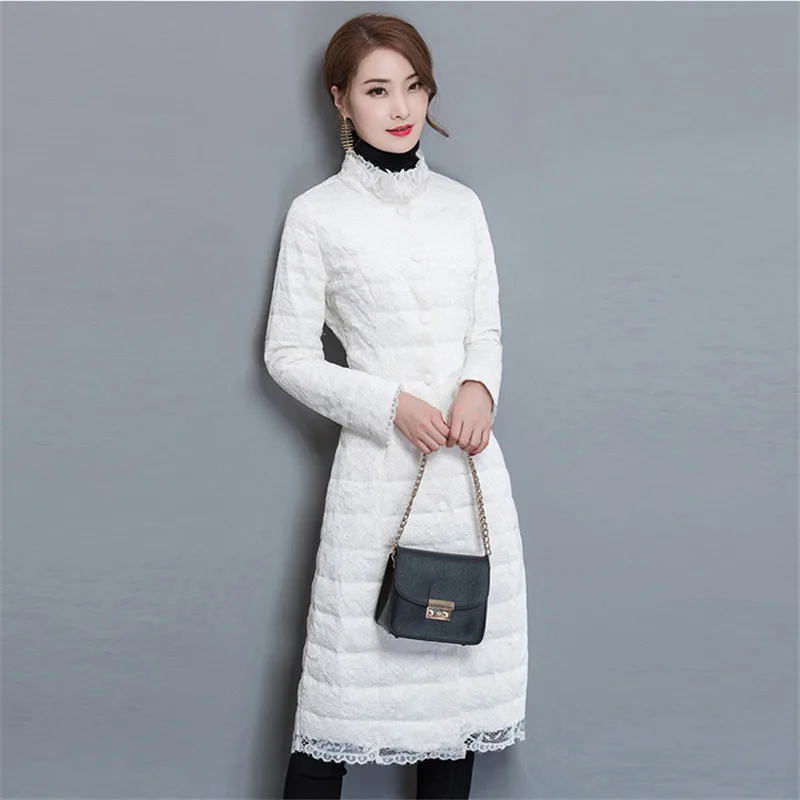 2020 Women's Autumn Fashion Winter Parka Women Cotton Patchwork Lace Coat Slim Grey Female Jacket Abrigos Mujer WXF621 | Женская