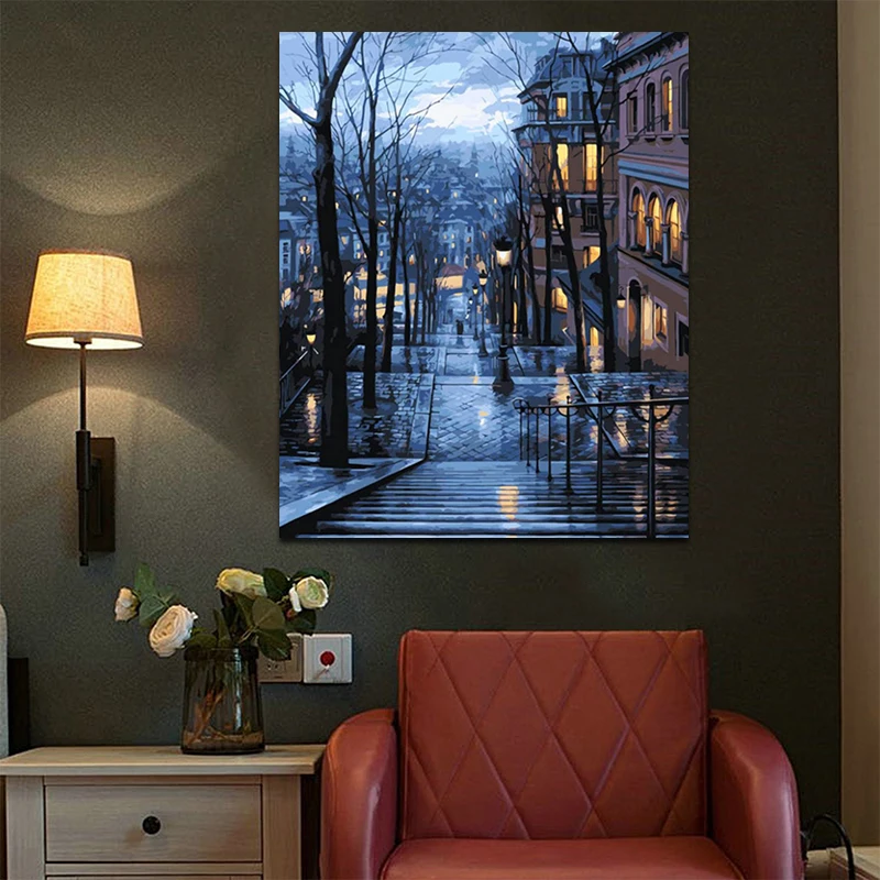 DIY картинки для раскраски по номерам с ночной сценой Картина Рисунок Рельеф