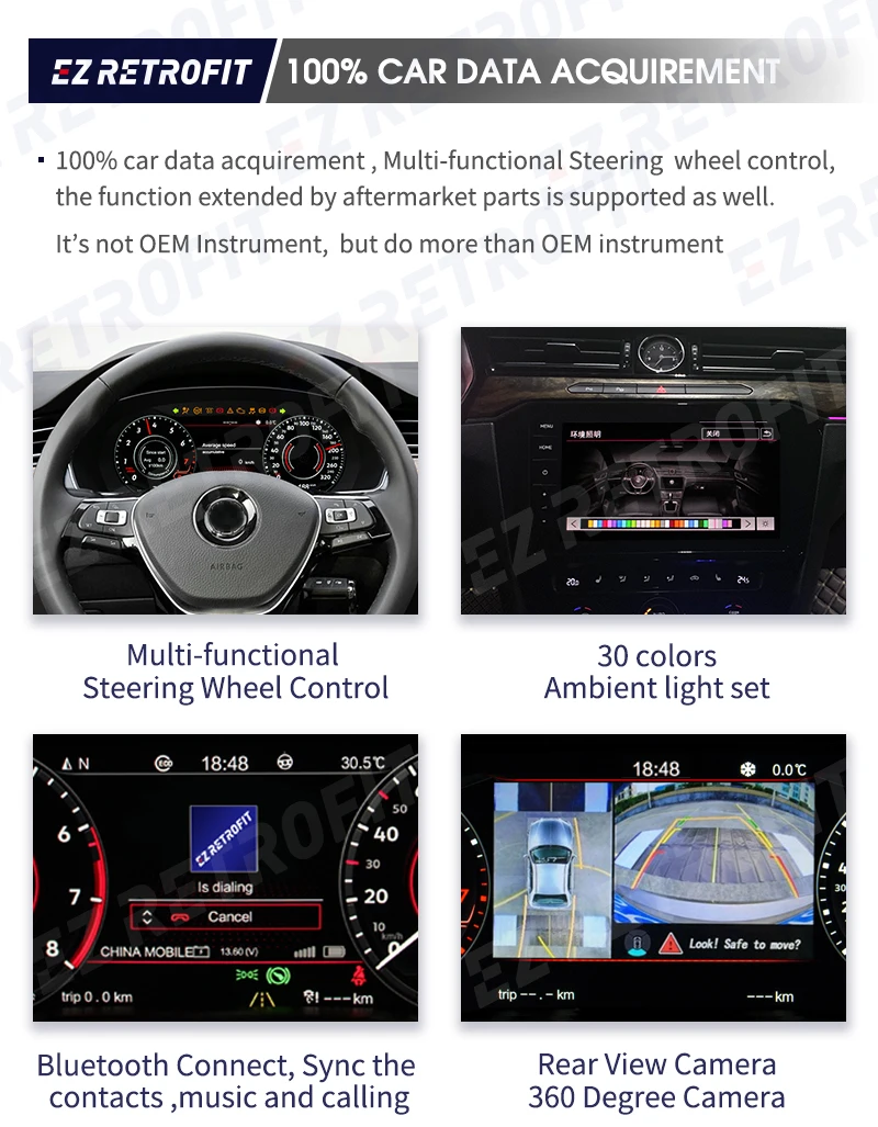 12.3 inches Cockpit Cluster IPS Digital Instrument LCD virtual Speedometer headunit dashboard for VW CC Passat Golf 7 Mk7 Altas