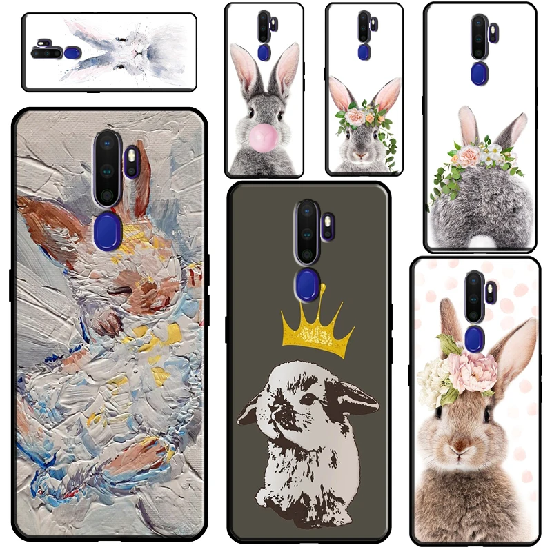 Cute Baby Rabbit Flower Crown For OPPO A31 A53 2020 A5 A9 A1K A15 A3S A5S A52 A72 A92 A83 A91 A93 Reno2 Z F5 F7 Case