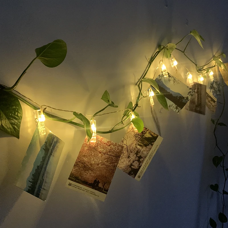 USB 1M 10LED Garland Card Photo Clip Led String Fairy Light Christmas Holiday Wedding Valentines Home Bedroom Decoration | Лампы и