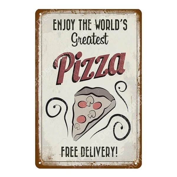 

Italian New York Style Pizza Poster Retro Fresh Popcorn Wall Decoration Metal Signs Home Kitchen Decor Vintage Plaques YI-147