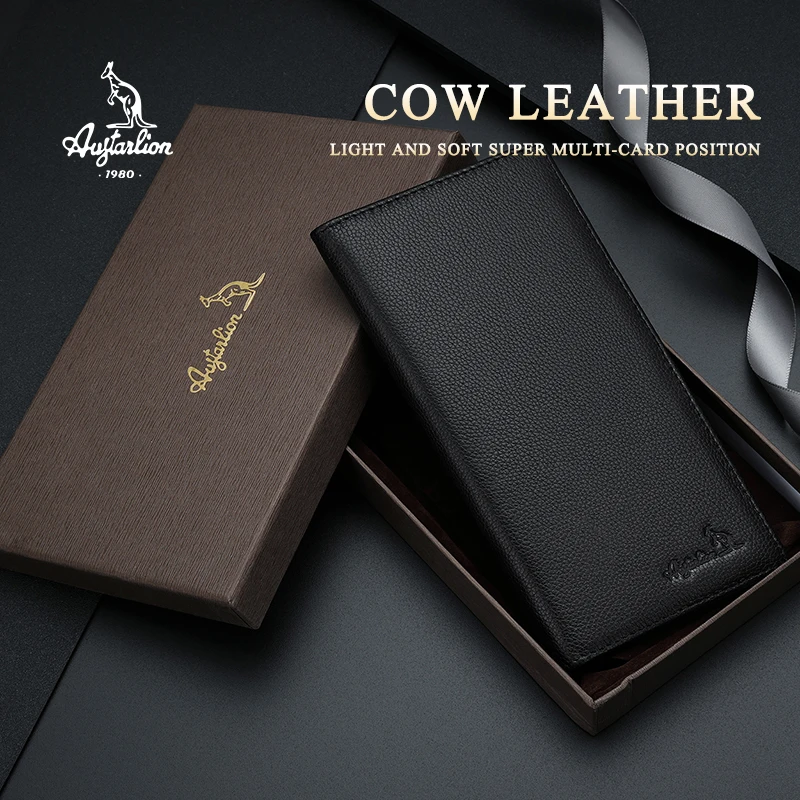 Модные мужские кожаные кошельки на молнии с карманом для телефона длинный клатч