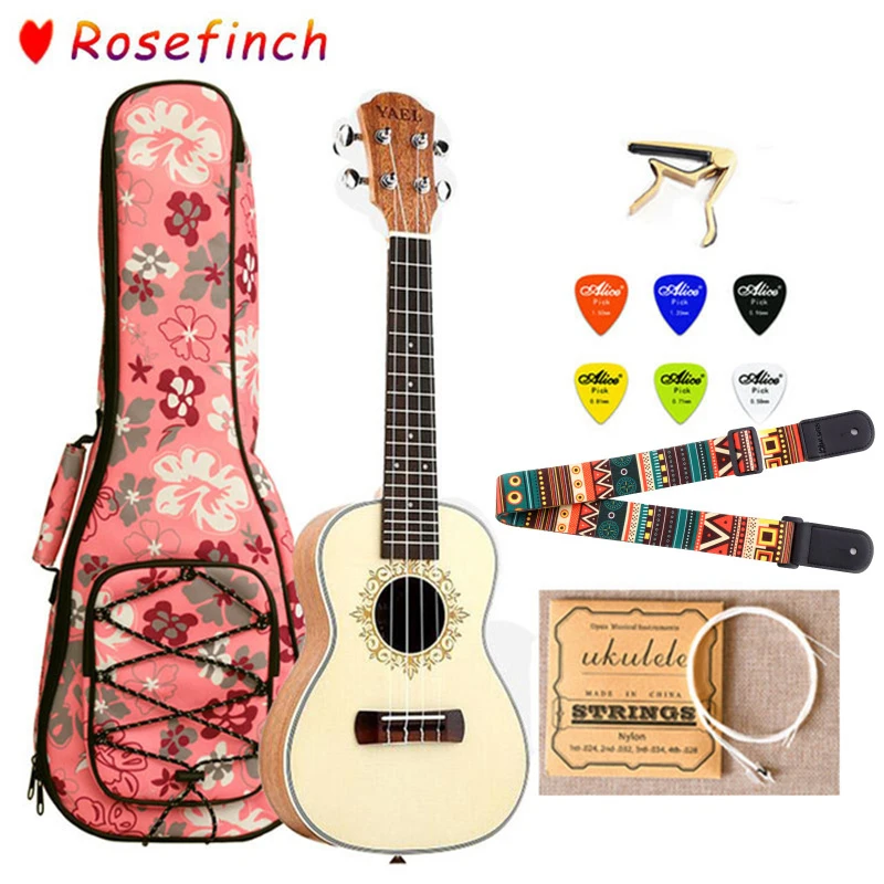 Ukulele Package D 23 дюймов Гавайские гитары укулеле из красного дерева посылка с сумкой на ремне 6 медиков для Гавайских гитары 4 струны мини Гавайские аксессуары для гитары UK2301A - Цвет: Ukulele Package D