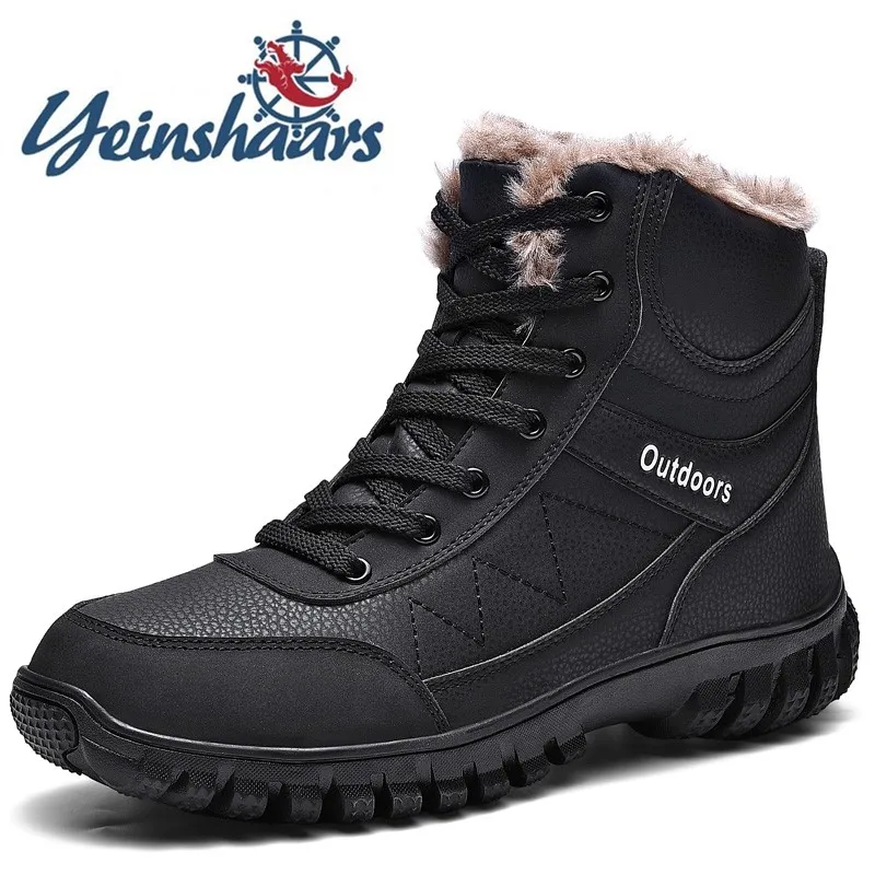 Мужские ботинки повседневные зимние из натуральной кожи с мехом Теплая мужская
