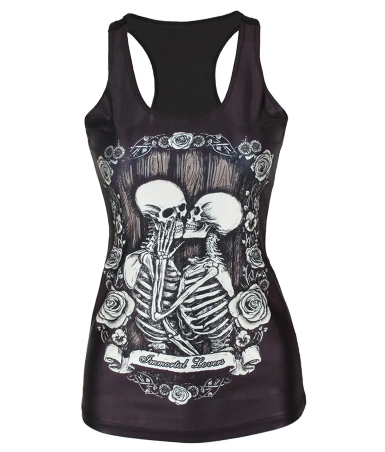 Топ женский эластичный с 3D-принтом Череп галактика тигр | Женская одежда