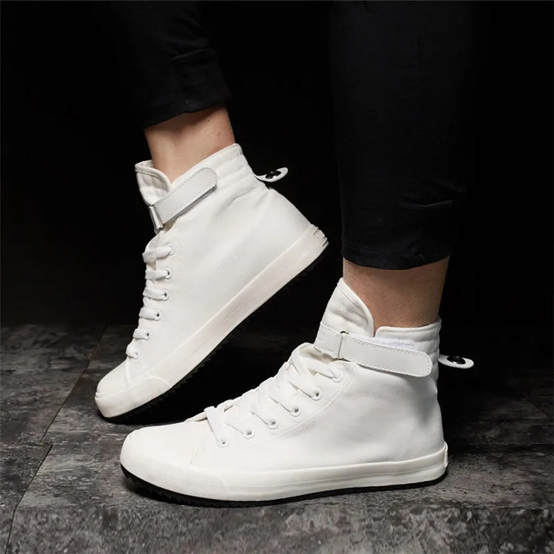 Hidden Heel 3/8CM Mens High Top Shoes 2019 Hot Sale White Canvas Men Sneakers Breathable Casual Fashion |