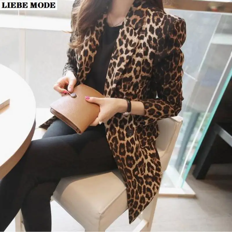 

Leopard Print Blazer Women Spring Jacket Woman Long Sleeve Elegant Printed Female Blazer Office Autumn Slim Fit Suit Jacket