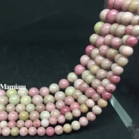 mamiam natural chinese pink rhodonite beads 6 10mm smooth round stone diy bracelet necklace jewelry making gemstone gift design