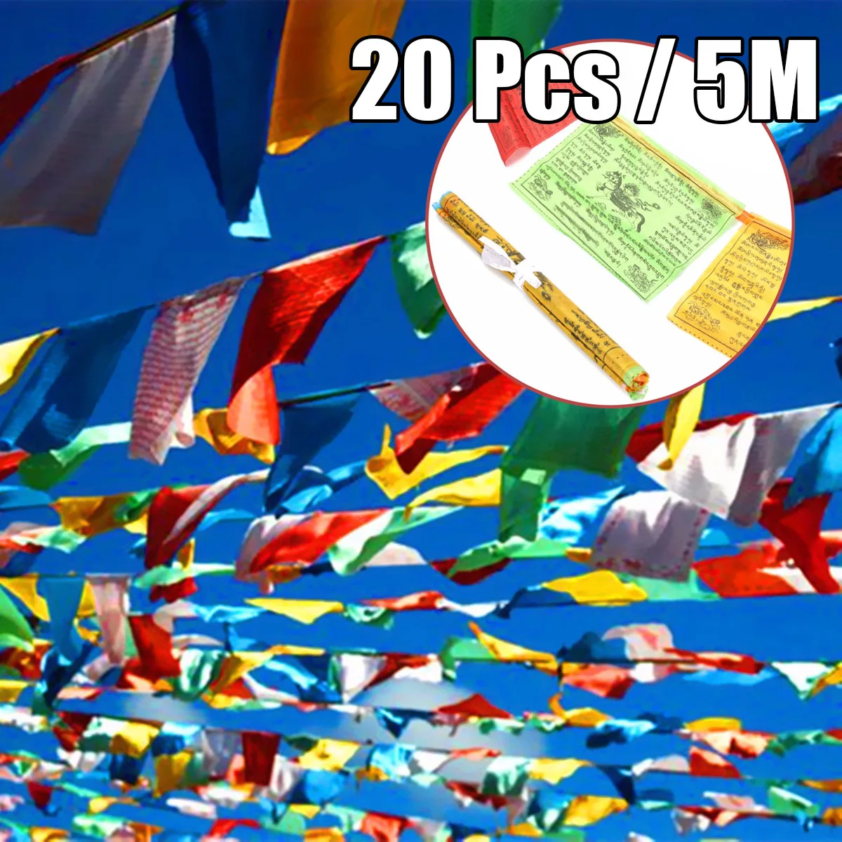 1 комплект 20 шт. тибетский буддистский молитвенный флаг 5 разных цветов