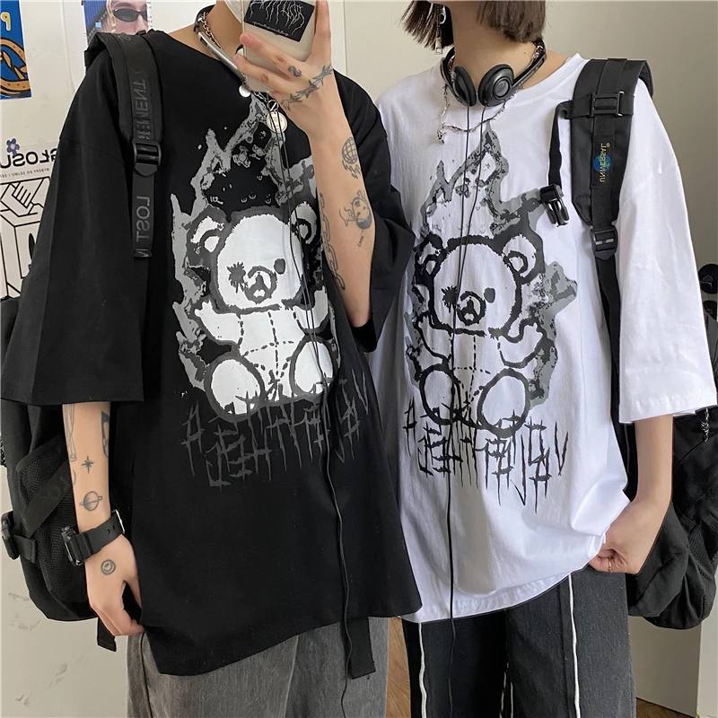 Женская футболка гот Y2K Harajuku топ с рисунком аниме графический принт размера плюс